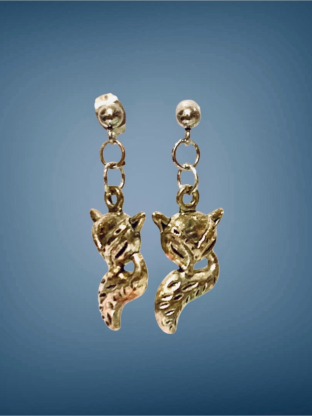 Silvertone Fox Charm Drop Earrings for Women